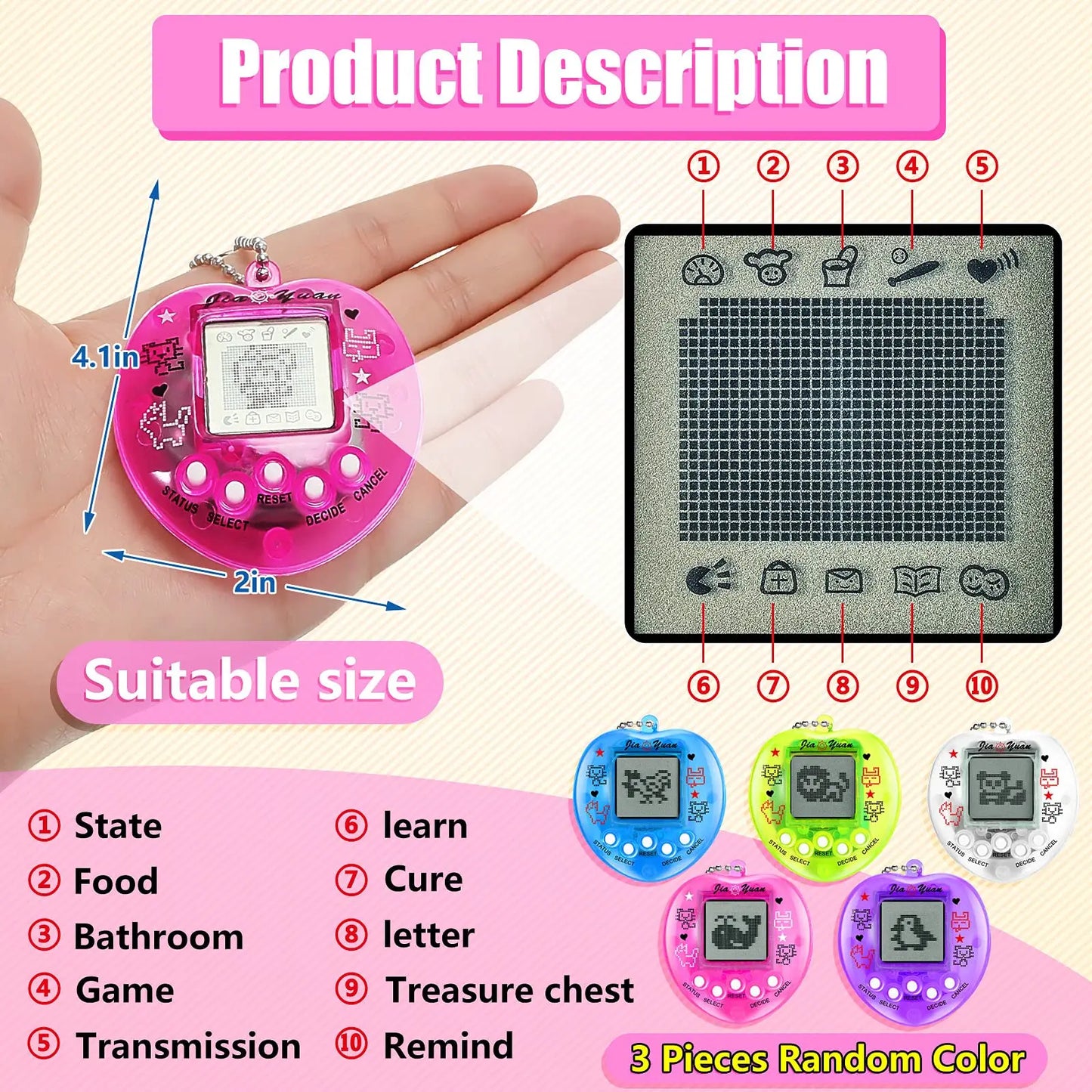 Kids Electronic Pets Game Tamagotchi Handheld Game Console Toy