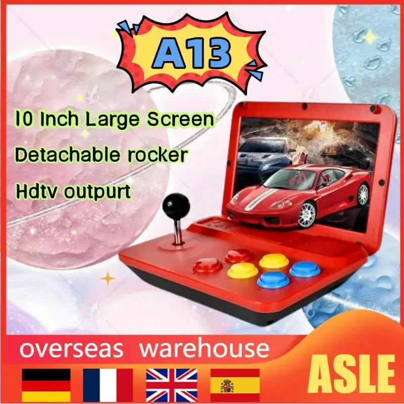 2023 New Powkiddy A13 10 Inch Large Screen Detachable Joystick Retro Game Players High-Definition Retro Mini Game Machine Gift