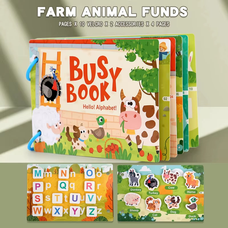 Montessori Baby Busy Book Sticker Quiet Book for Kids Early Educational Toy Toddlers Matching Puzzles Game Learning Toys Gifts