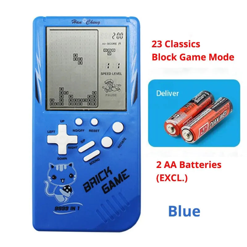 Classic Electronic Game Retro Puzzle Toy Blue Large Screen Handheld Game Console Toys for Children