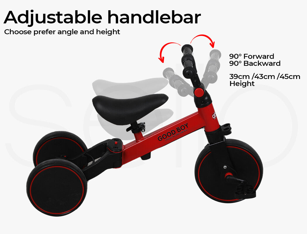 Bopeep Kids Tricycle Toddler Balance Bike 3 In1 Ride on Toys Toddler Push Trike