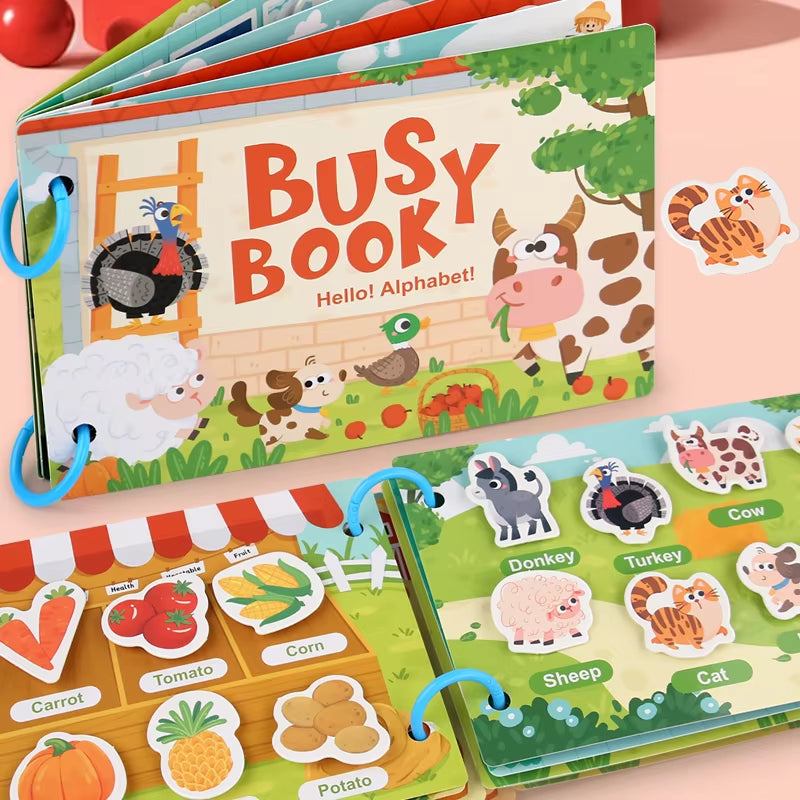Montessori Baby Busy Book Sticker Quiet Book for Kids Early Educational Toy Toddlers Matching Puzzles Game Learning Toys Gifts