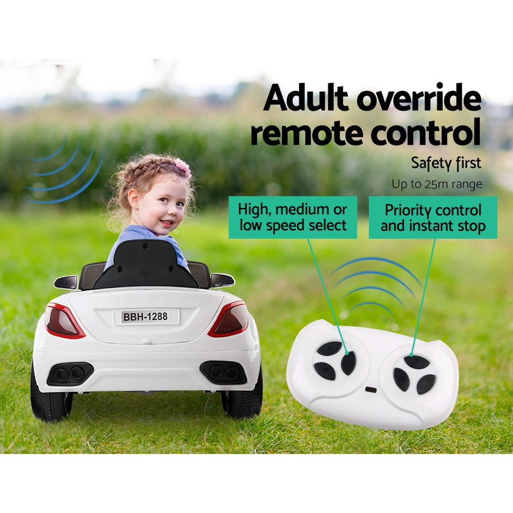 Kids Electric Ride On Car Cars Music Headlight Remote Control 12V White