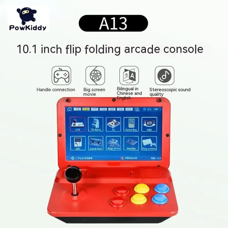2023 New Powkiddy A13 10 Inch Large Screen Detachable Joystick Retro Game Players High-Definition Retro Mini Game Machine Gift
