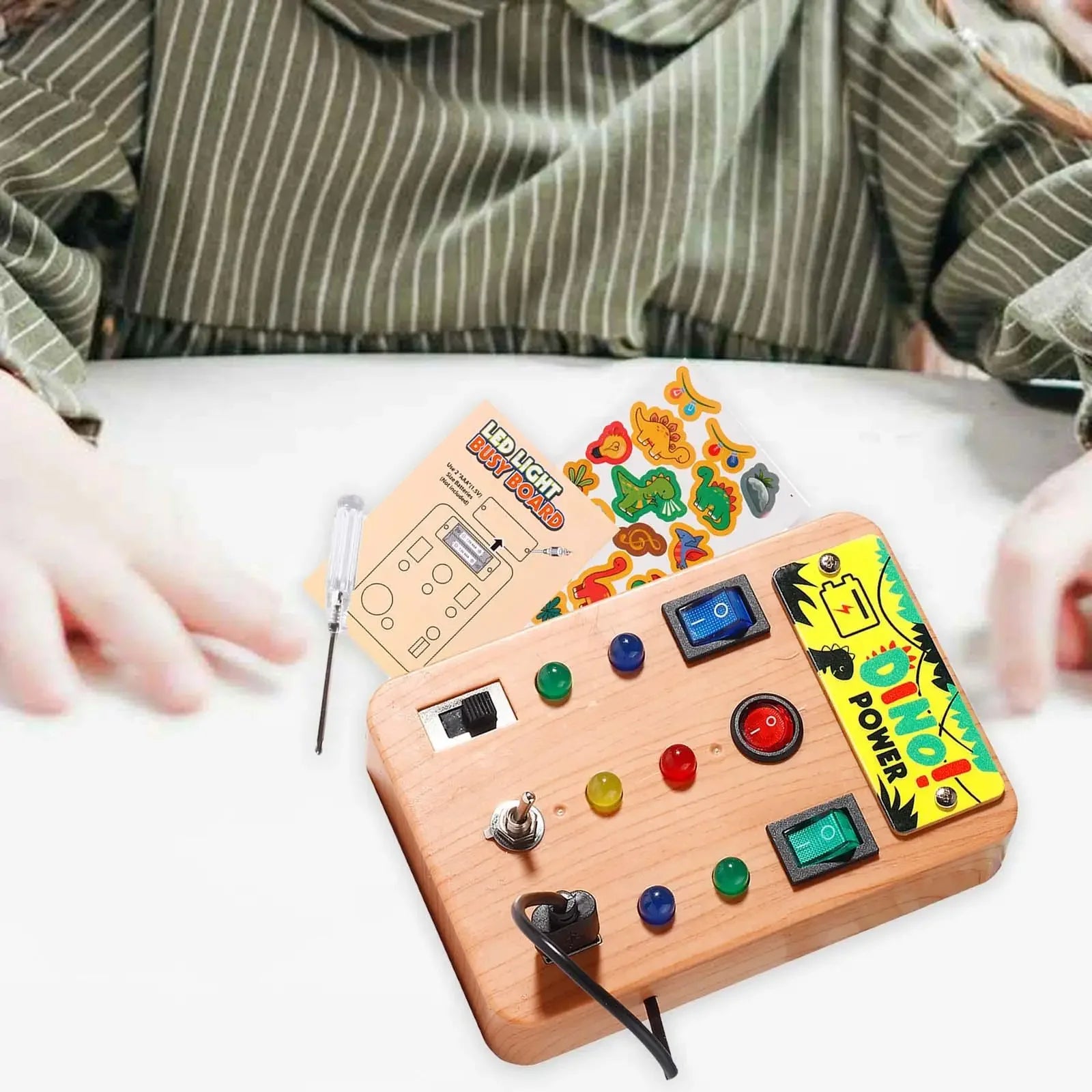 Children'S Montessori LED Light Busy Board Simulation Switch Power Board Busy Light Button Puzzle Early Education Learning Toy