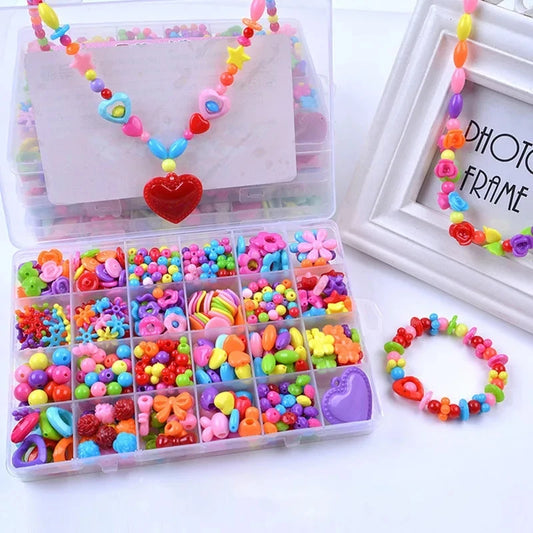 24 Grid DIY Handmade Beads Toys for Children with Accessory Set Girl Weaving Bracelet Jewelry Making Toys Creative Children Gift