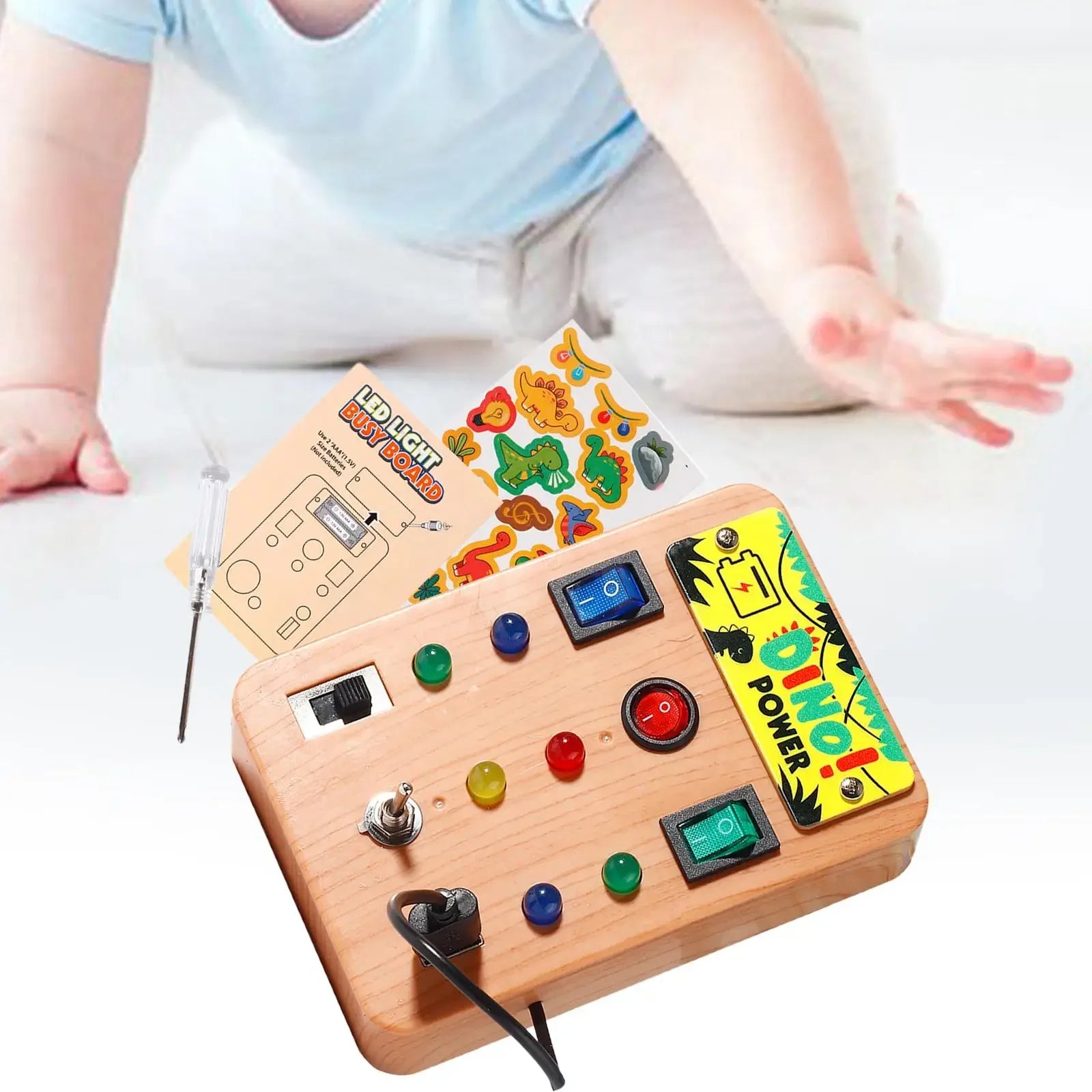 Children'S Montessori LED Light Busy Board Simulation Switch Power Board Busy Light Button Puzzle Early Education Learning Toy